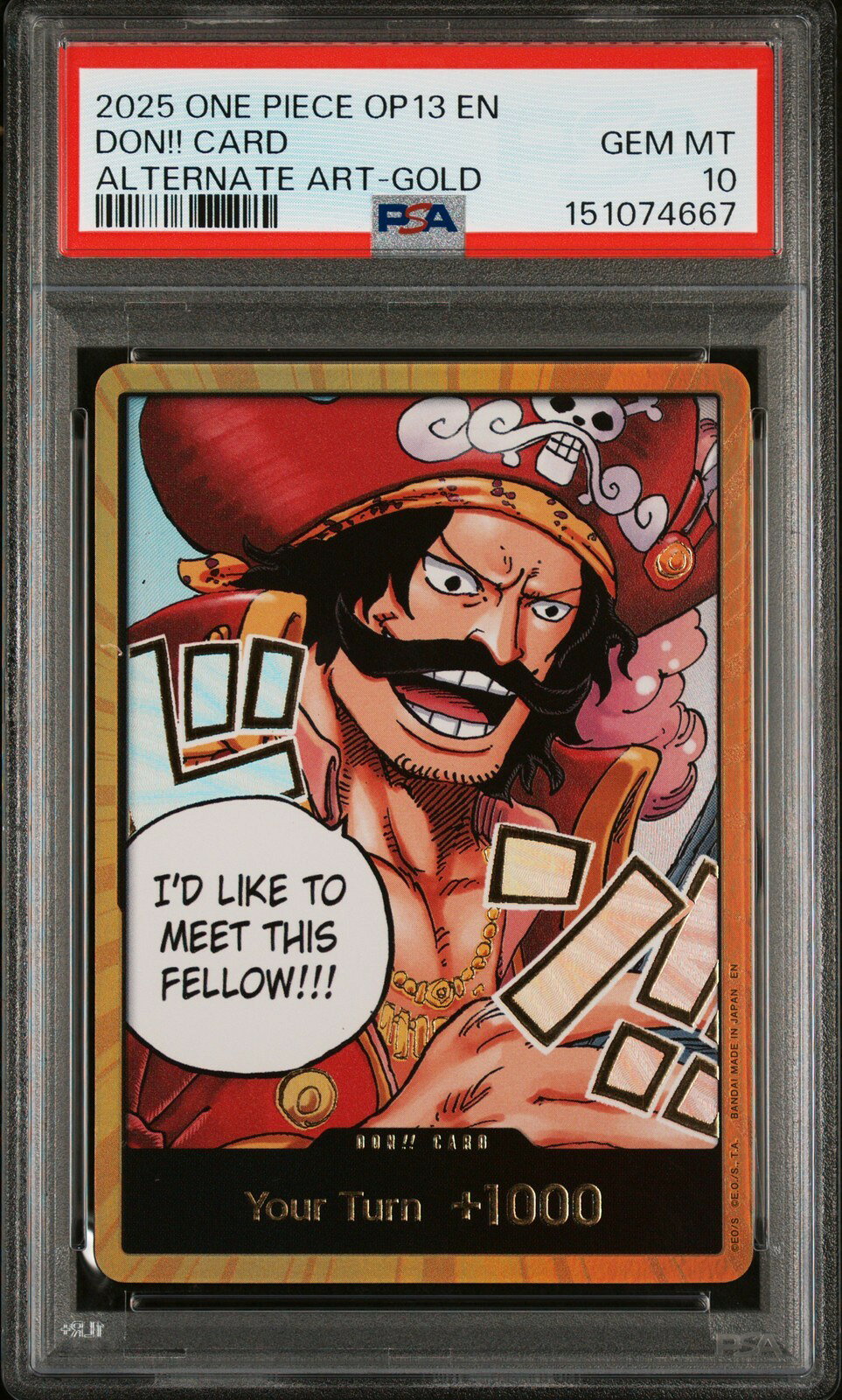 ワンピース英語版 2025 OP13-CARRYING ON HIS WILL GOLD DON!! CARD ALTERNATE ART PSA10 鑑定済【中古】