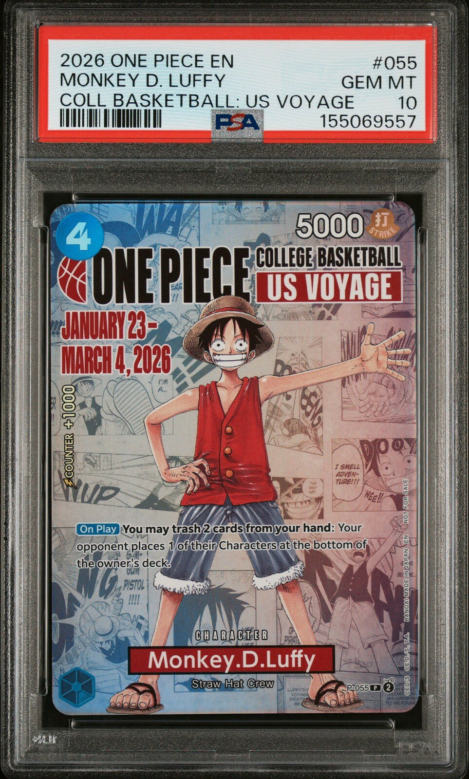 ワンピース英語版 2026 ONE PIECE PROMOS モンキー・D・ルフィ MONKEY D. LUFFY プロモ #055 PSA10 鑑定済