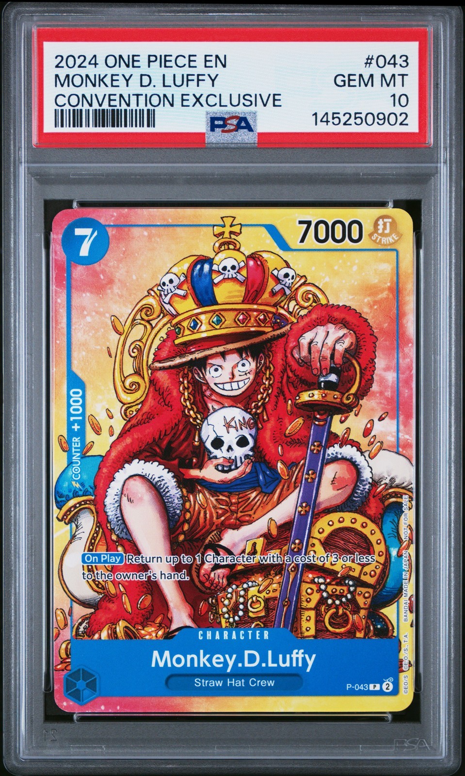 ワンピース英語版 2024 PROMOS CONVENTION EXCLUSIVE モンキー・D・ルフィ プロモ #043 PSA 10 鑑定済