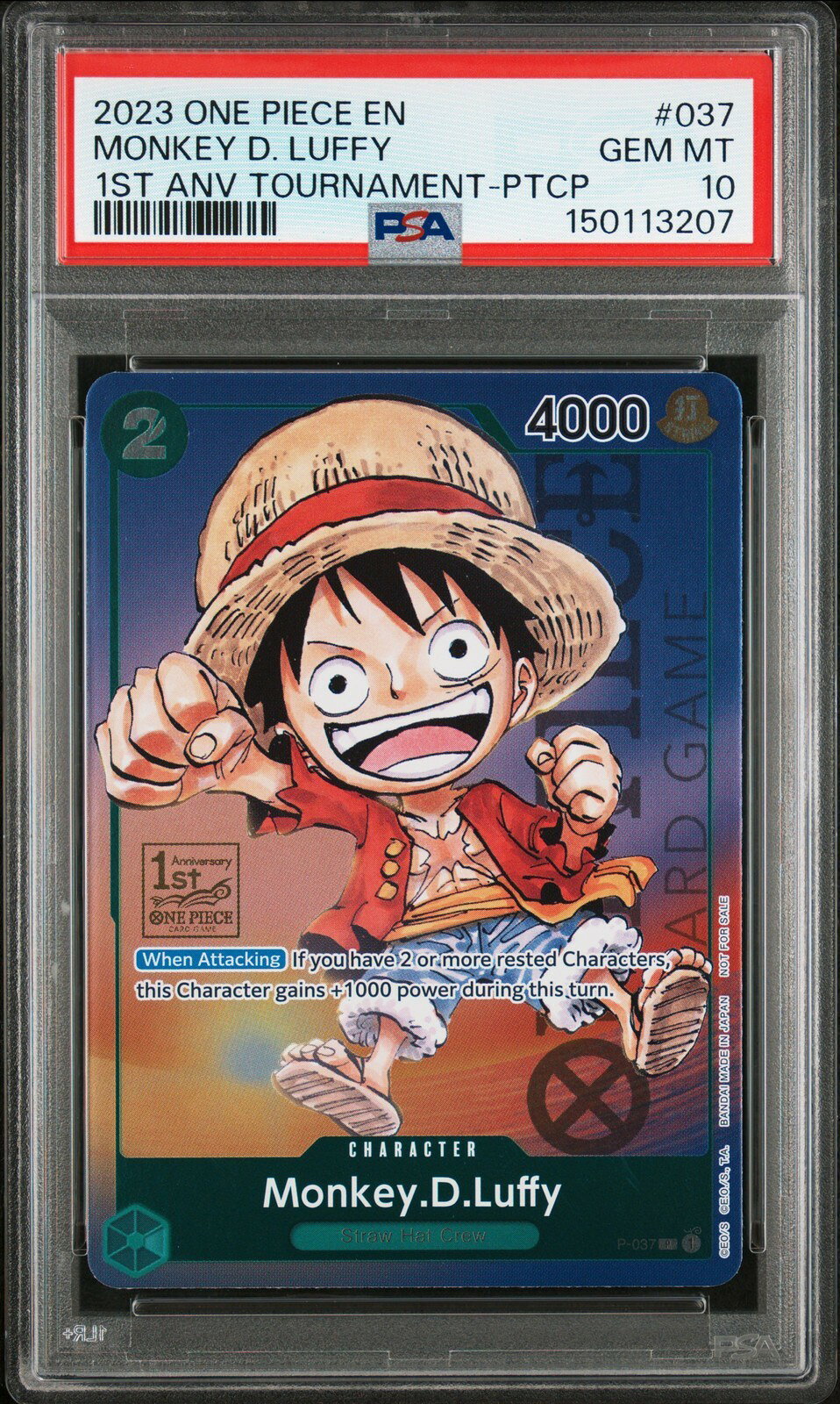 ワンピース英語版 2023 ONE PIECE PROMOS モンキー・D・ルフィ MONKEY D. LUFFY プロモ #037 PSA10 鑑定済