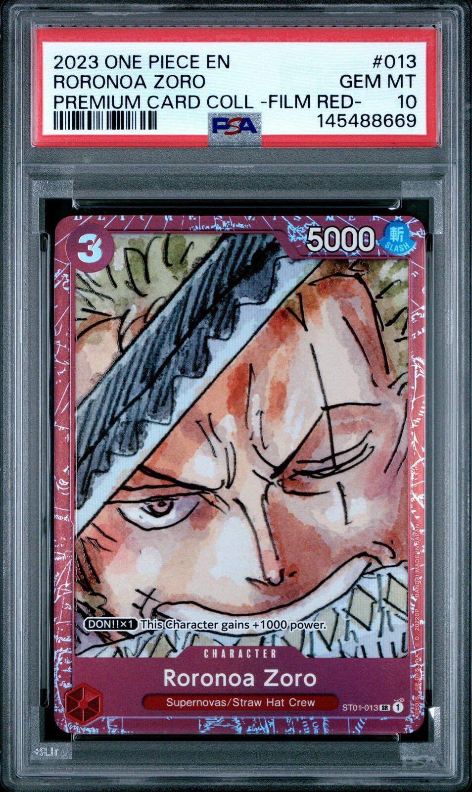 ワンピース英語版 2023 PREMIUM CARD COLLECTION -ONE PIECE FILM RED- RORONOA ZORO PSA 10 鑑定済【中古】