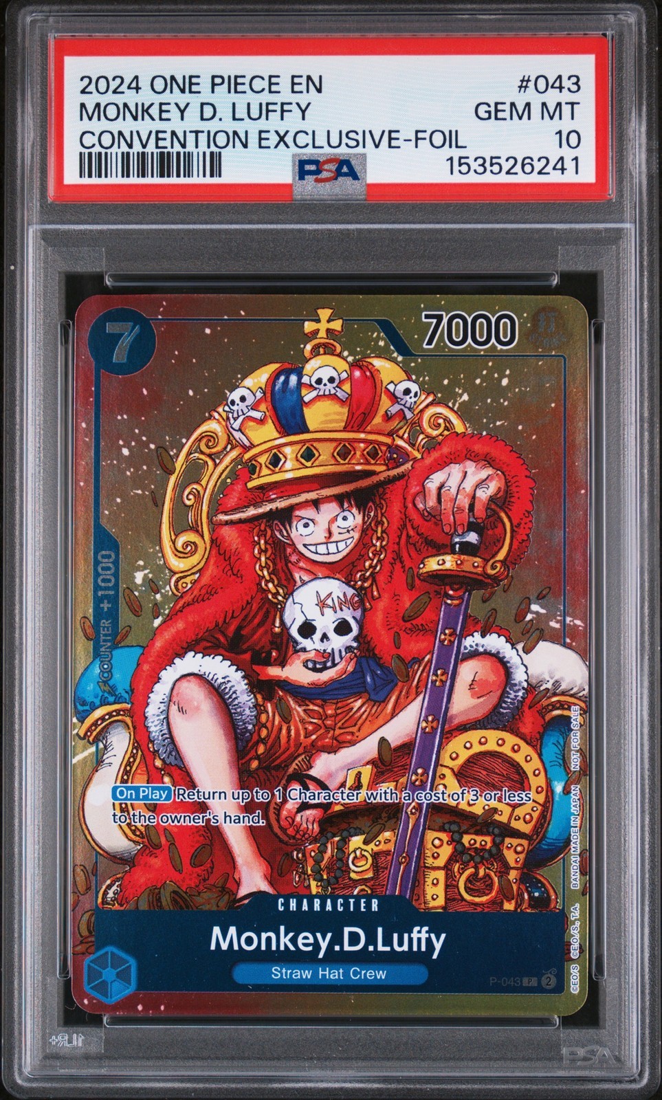 ワンピース英語版 2024 ONE PIECE PROMOS CONVENTION EXCLUSIVE モンキー・D・ルフィ #043 PSA 10 鑑定済