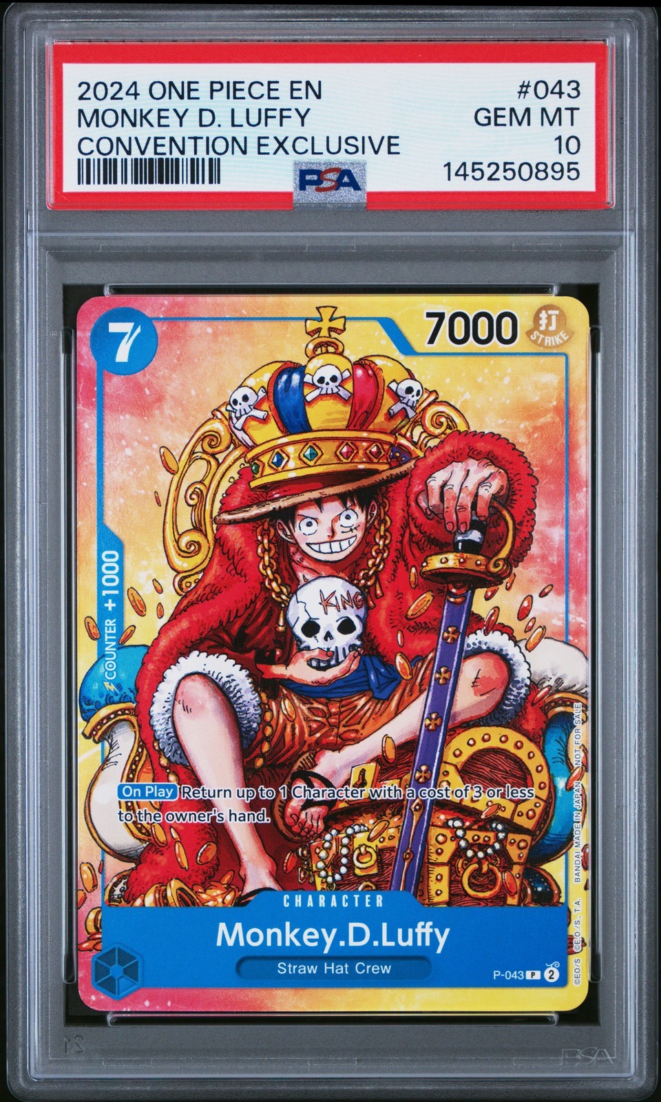 ワンピース英語版 2024 One Piece Promos Convention Exclusive Monkey D.Luffy プロモ #043 PSA 10 鑑定済
