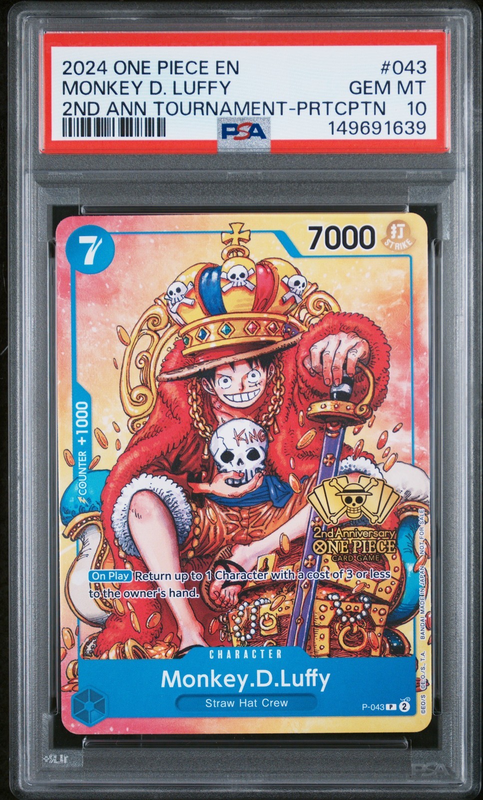ワンピース英語版 2024 ONE PIECE PROMOS モンキー・D・ルフィ #043 PSA 10 鑑定済
