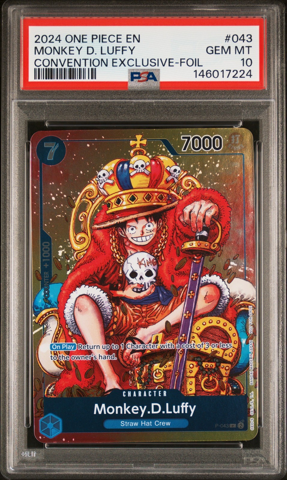 ワンピース英語版 2024 ONE PIECE PROMOS モンキー・D・ルフィ MONKEY D. LUFFY FOIL #043 PSA 10 鑑定済