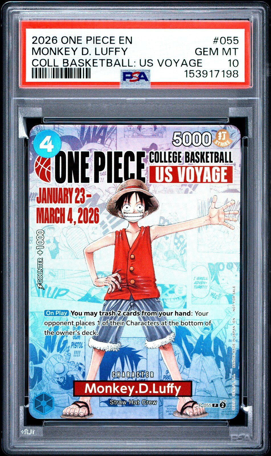 ワンピース英語版 2026 ONE PIECE PROMOS モンキー・D・ルフィ MONKEY D. LUFFY PROMO #055 PSA 10 鑑定済