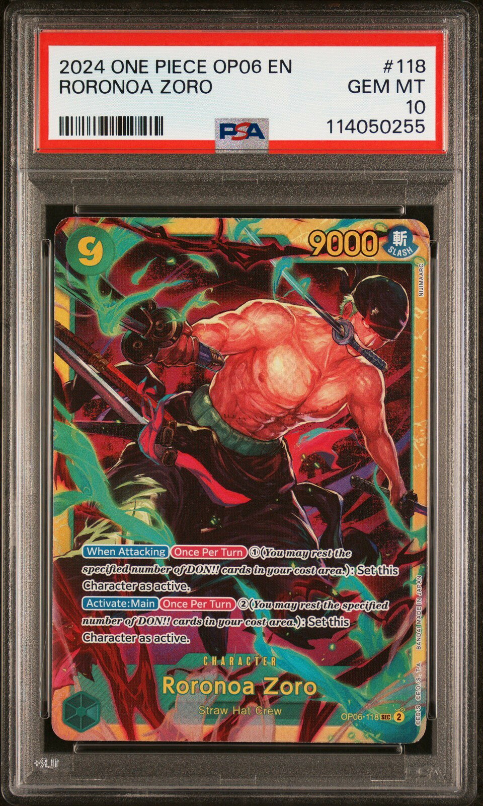 ワンピース英語版 2024 WINGS OF THE CAPTAIN ロロノア・ゾロ RORONOA ZORO SEC #118 PSA 10 鑑定済【中古】