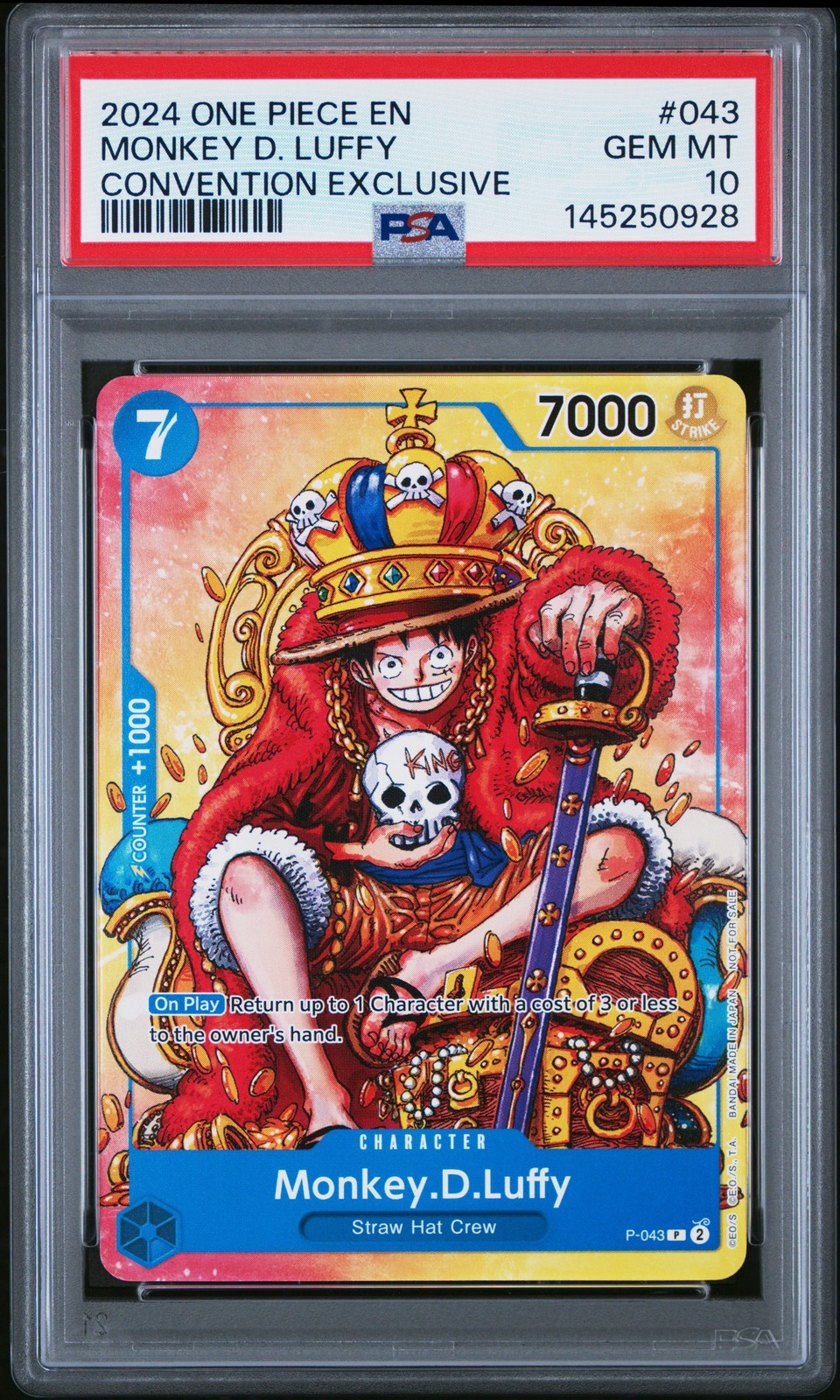 ワンピース英語版 2024 Promos Convention Exclusive Monkey D. Luffy プロモ #043 PSA 10 鑑定済