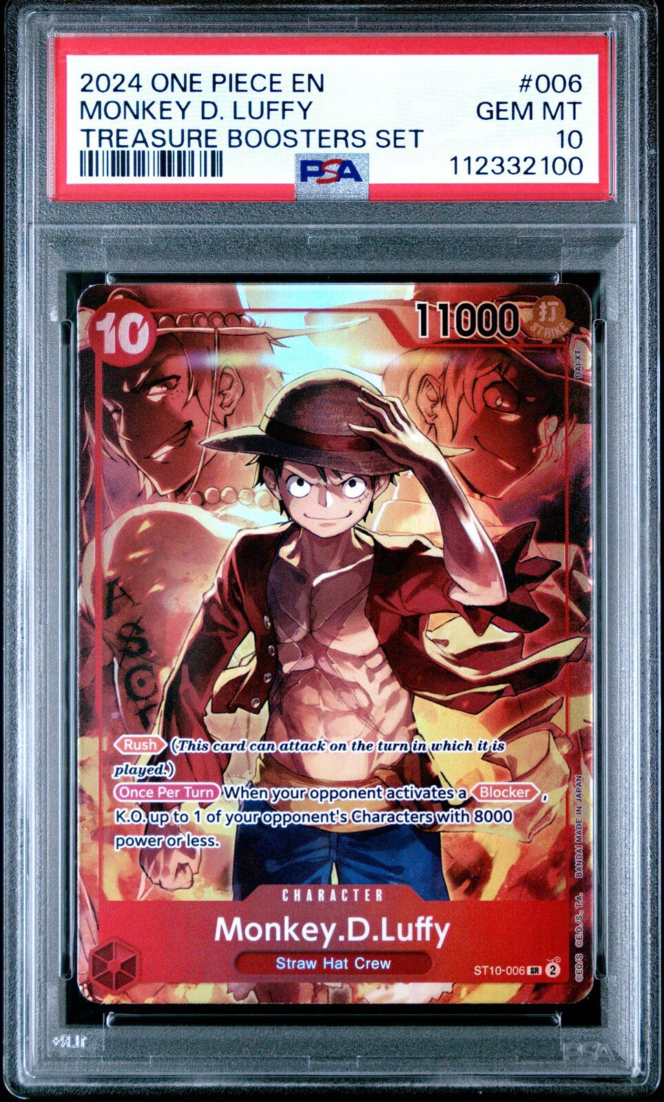 ワンピース英語版 2024 ONE PIECE PROMOS TREASURE BOOSTERS SET モンキー・D・ルフィ プロモ #006 PSA 10 鑑定済