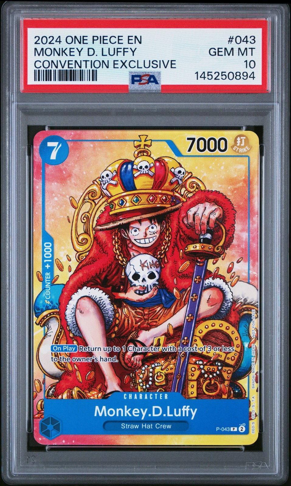 ワンピース英語版 2024 ONE PIECE PROMOS CONVENTION EXCLUSIVE MONKEY D. LUFFY プロモ#043 PSA 10 鑑定済