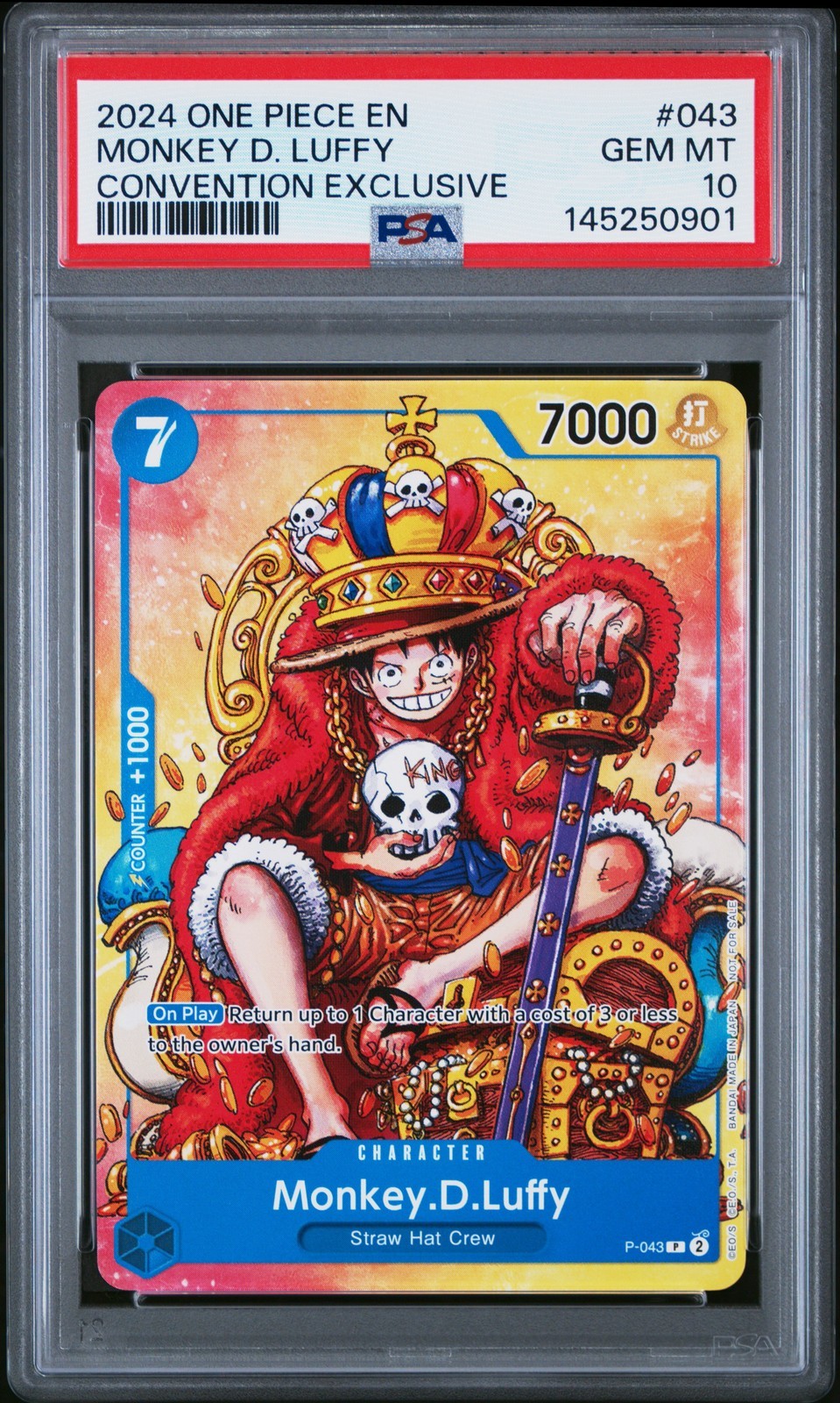 ワンピース英語版 2024 ONE PIECE PROMOS CONVENTION EXCLUSIVE MONKEY D. LUFFY プロモ #043 PSA10 鑑定済