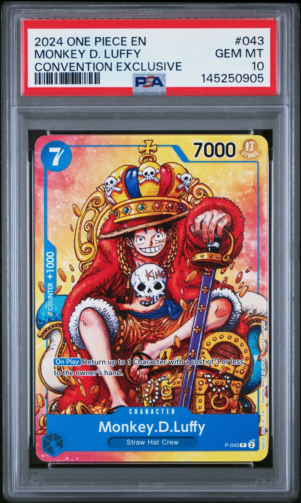 ワンピース英語版 2024 PROMOS CONVENTION EXCLUSIVE MONKEY D. LUFFY プロモ #043 PSA 10 鑑定済