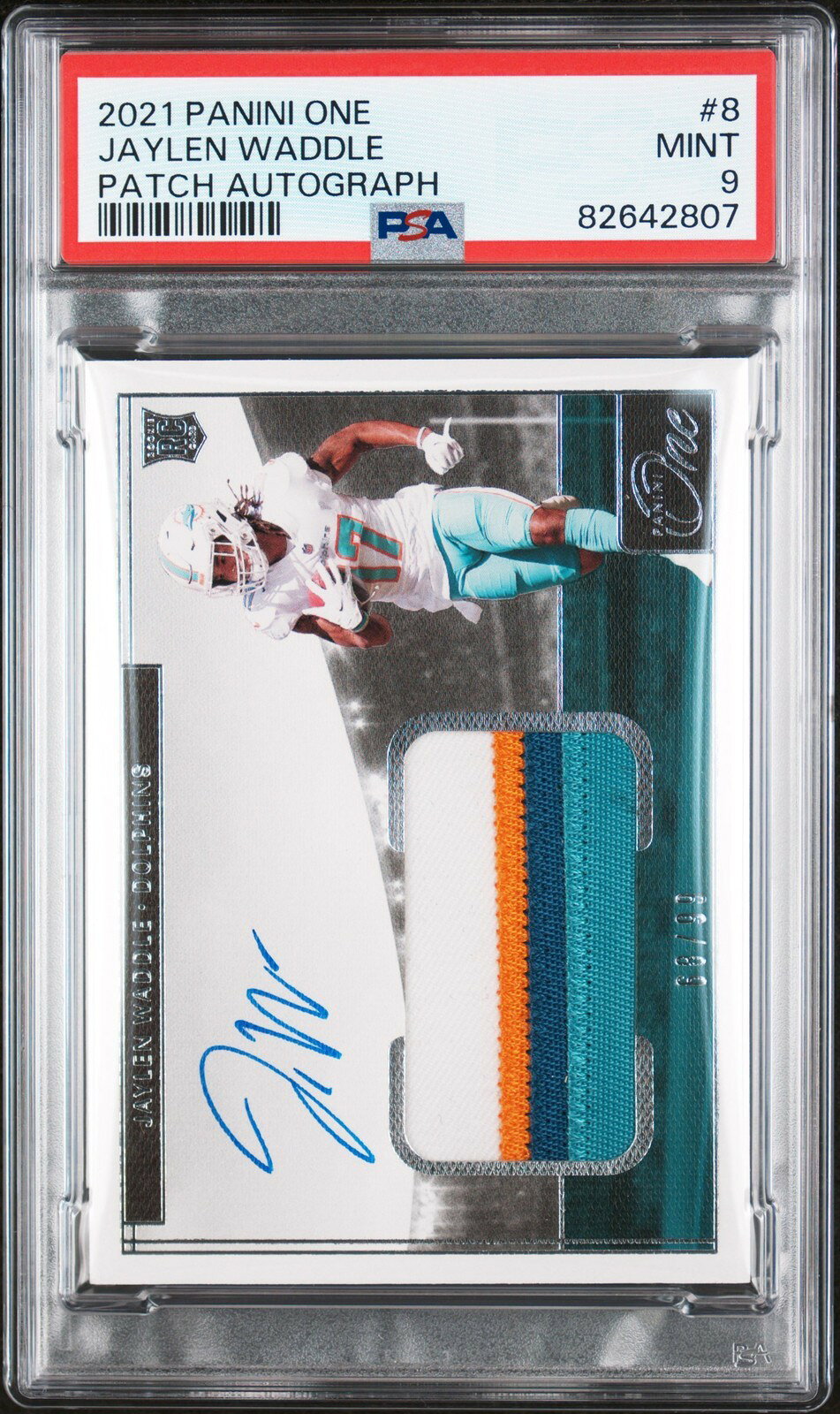 ワンピース英語版 2021 PANINI ONE ジェイレン・ワドル JAYLEN WADDLE PATCH AUTO #8 PSA 9 鑑定済【中古】
