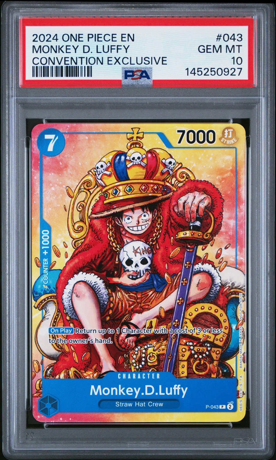ワンピース英語版 2024 ONE PIECE PROMOS CONVENTION EXCLUSIVE モンキー・D・ルフィ プロモ #043 PSA 10 鑑定済