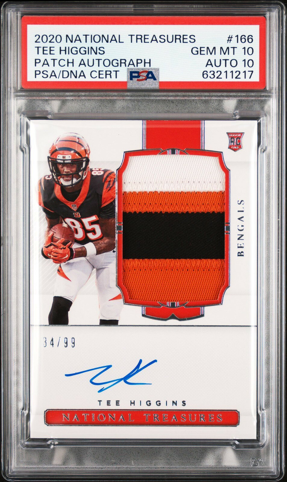 ワンピース英語版 2020 National Treasures Tee Higgins Rookie Patch Auto #166 PSA 10 鑑定済【中古】