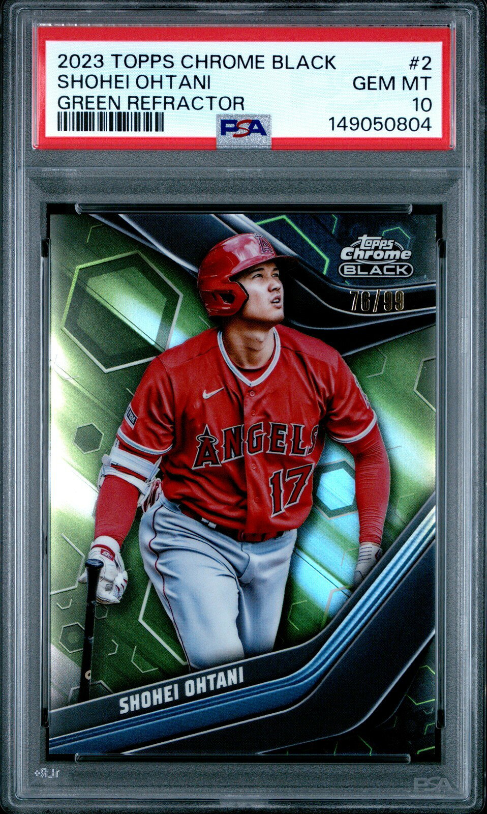 MLB 2023 TOPPS CHROME BLACK 大谷翔平 GREEN REFRACTOR #2 76/99 PSA 10 鑑定済