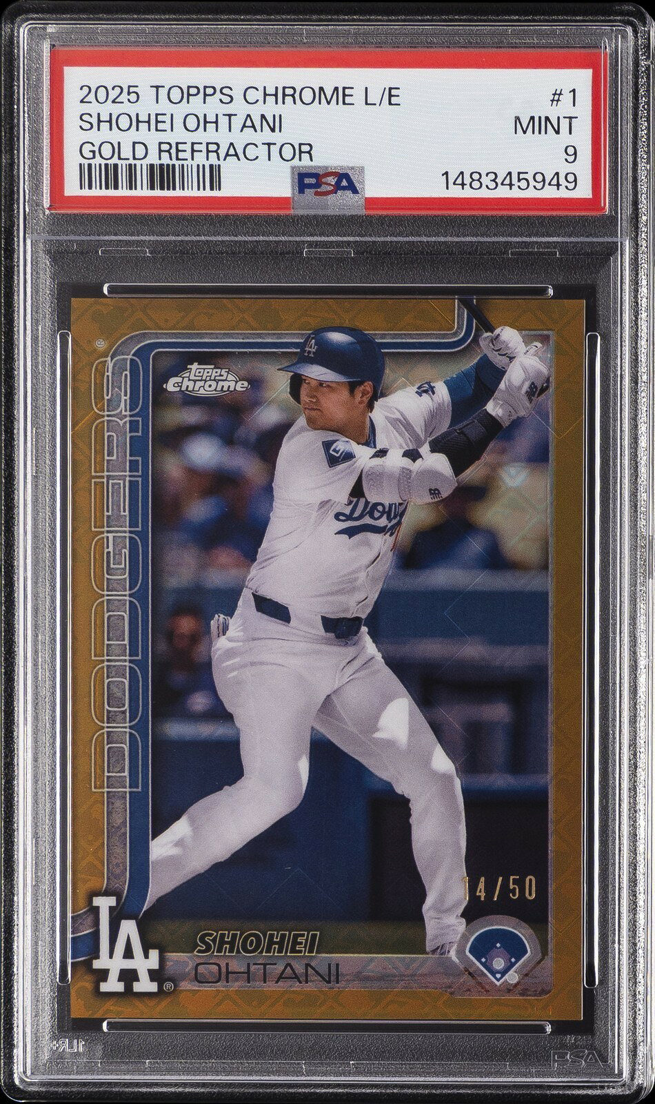 MLB 2025 Topps Chrome Logofractor Edition 大谷翔平 Gold Refractor 14/50 PSA 9 鑑定済