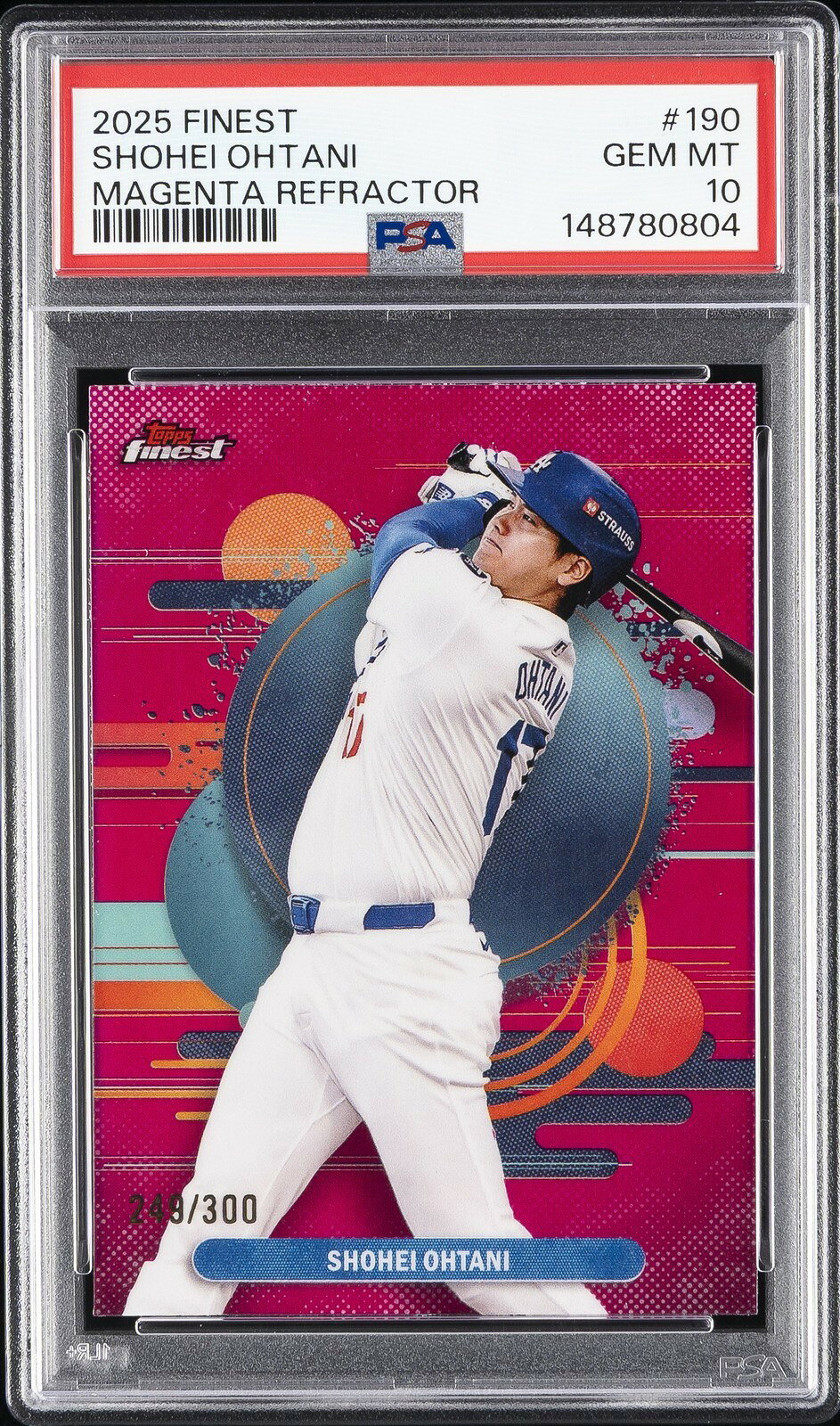MLB 2025 TOPPS FINEST 大谷翔平 MAGENTA REFRACTOR #190 249/300 PSA 10 鑑定済