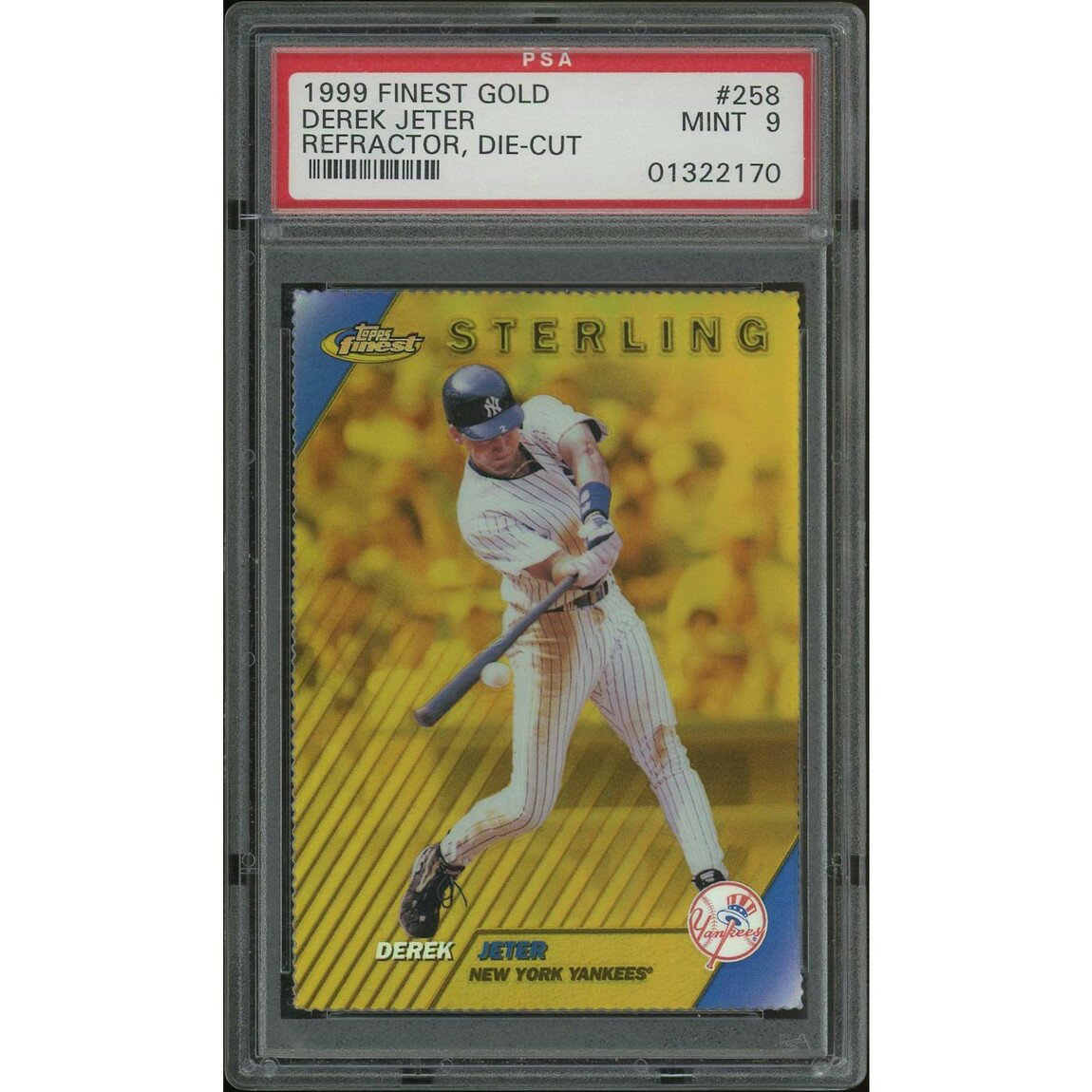 MLB 1999 Topps Finest デレク・ジーター Gold Die-Cut Refractor #258 #060/100 PSA 9 鑑定済