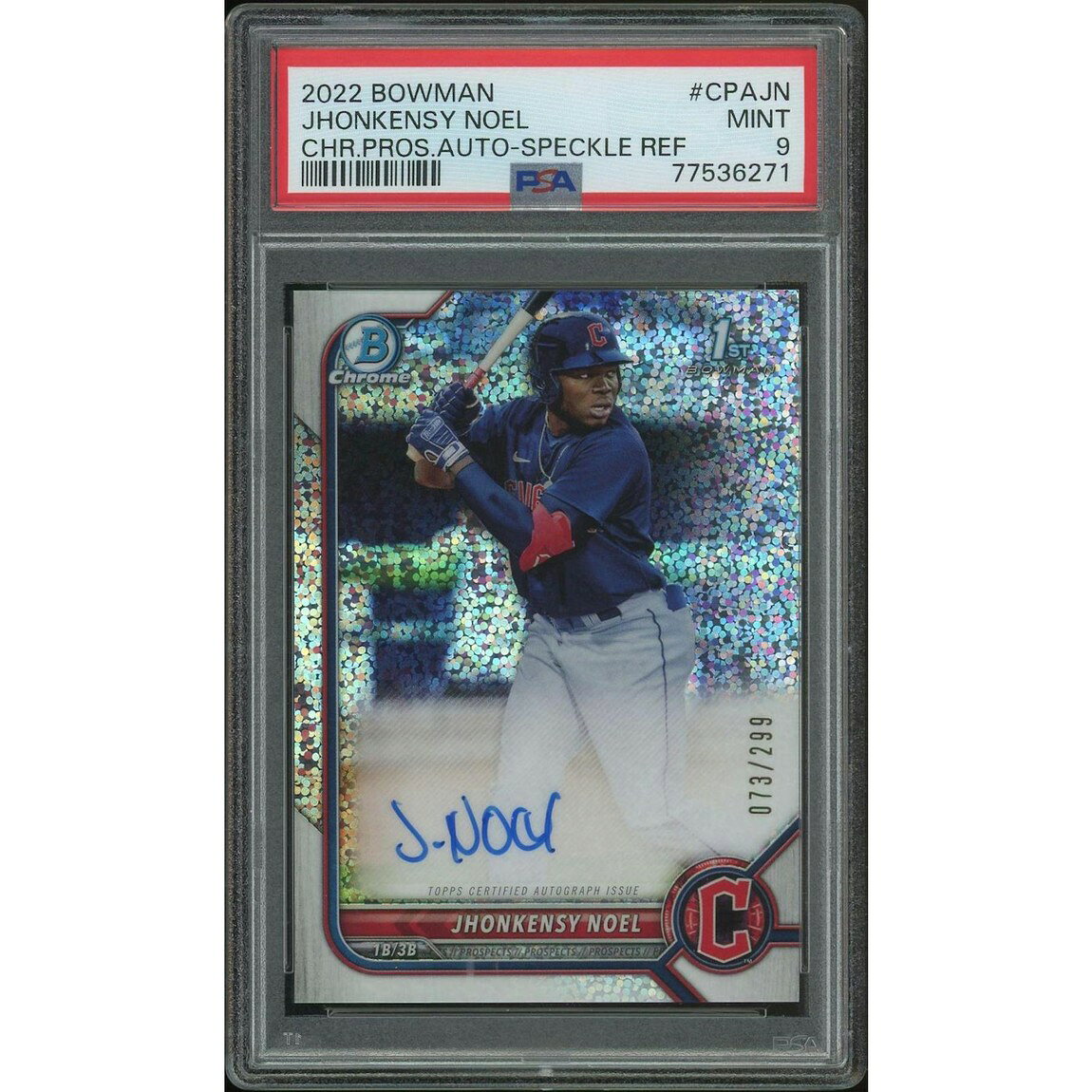 MLB 2022 Bowman Chrome ジョンケンジー・ノエル Speckle Refractor Rookie Auto #CPAJN #073/299 PSA 9 鑑定済