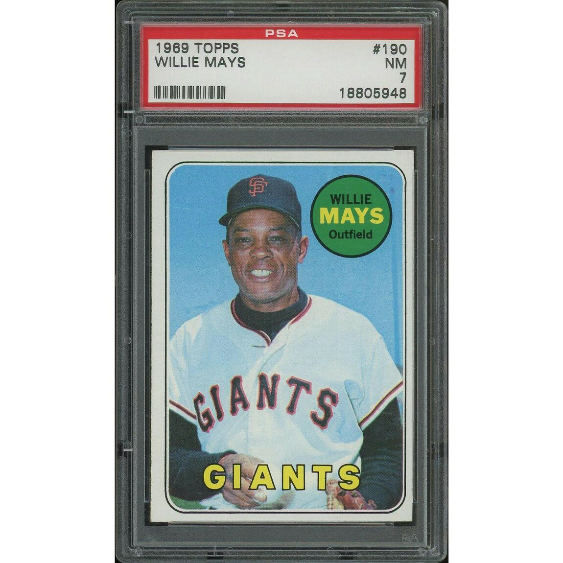 MLB 1969 Topps Baseball ウィリー・メイズ #190 PSA 7 鑑定済