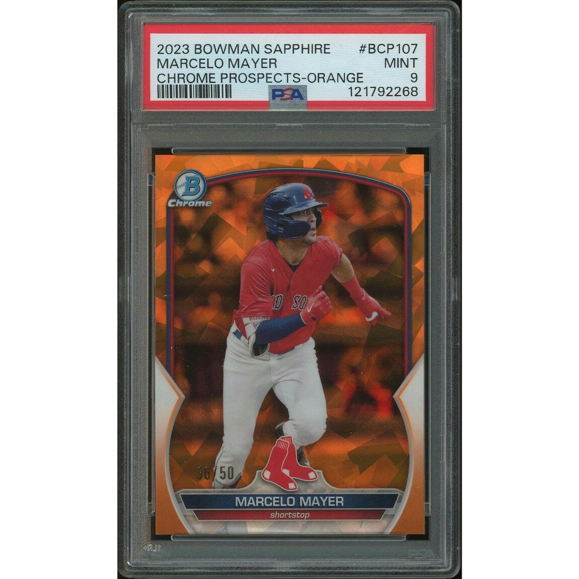 MLB 2023 Bowman Chrome Sapphire マルセロ・メイヤー Orange Refractor Rookie #36/50 #BCP107 PSA9 鑑定済