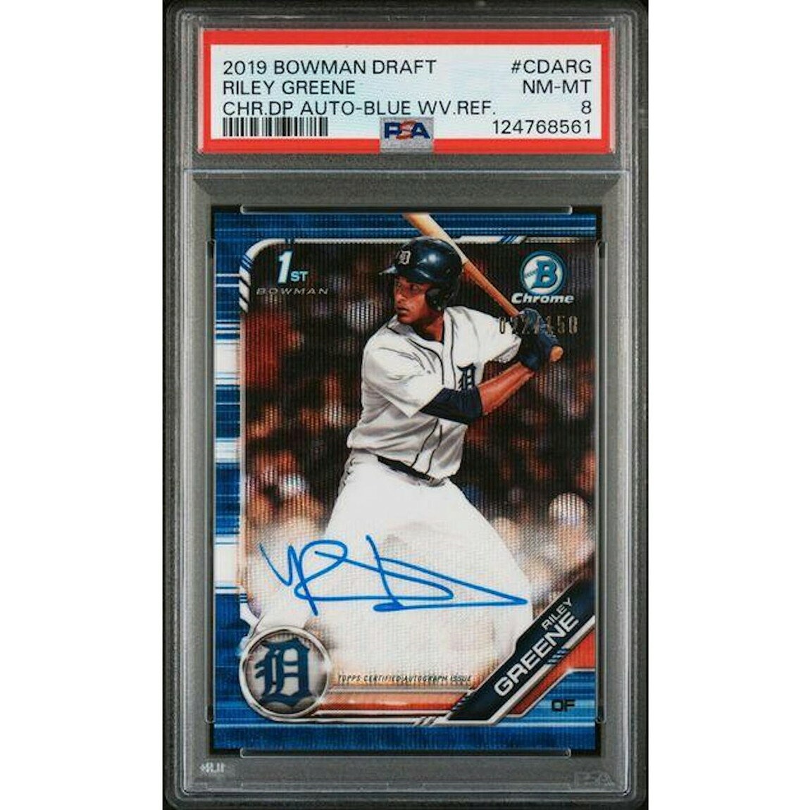 MLB 2019 Bowman Draft ライリー・グリーン Blue Wave Refractor Auto /150 PSA 8 鑑定済