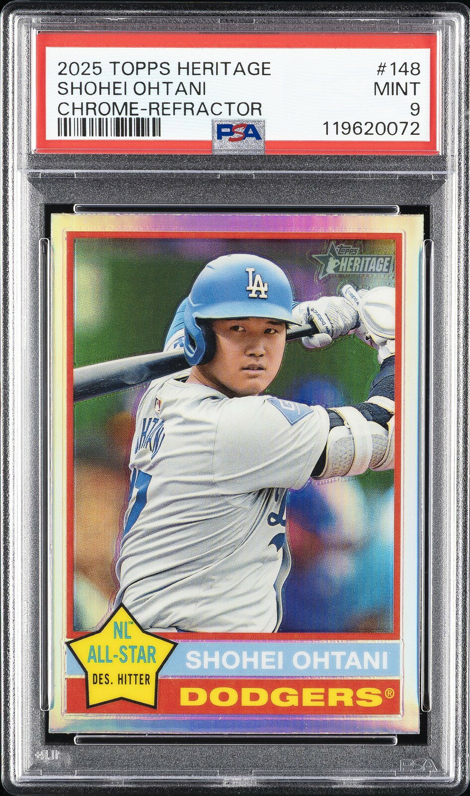 MLB 2025 TOPPS HERITAGE CHROME 大谷翔平 REFRACTOR #148 PSA 9 鑑定済