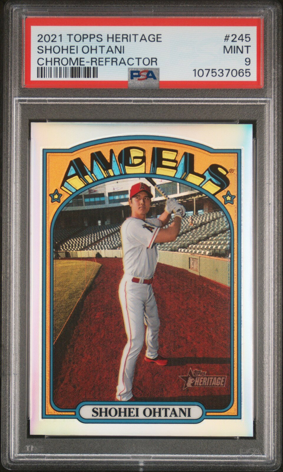 MLB 2021 TOPPS HERITAGE CHROME-REFRACTOR 大谷翔平 #245 50/572 PSA 9 鑑定済