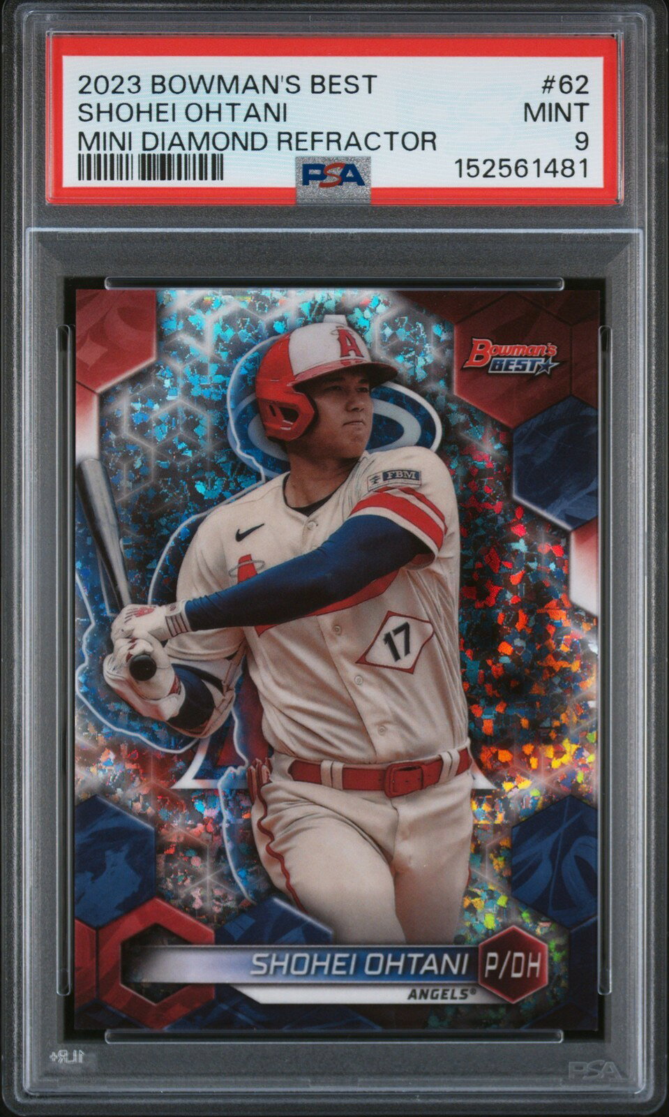 MLB 2023 Bowman's Best 大谷翔平 Mini Diamond Refractor #62 135/299 PSA 9 鑑定済