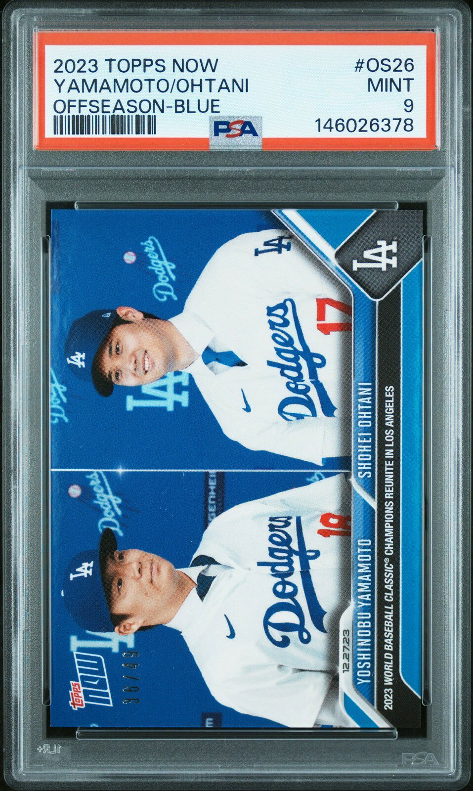 MLB 2023 TOPPS NOW OFFSEASON 大谷翔平 山本由伸 BLUE #OS26 36/49 PSA 9 鑑定済