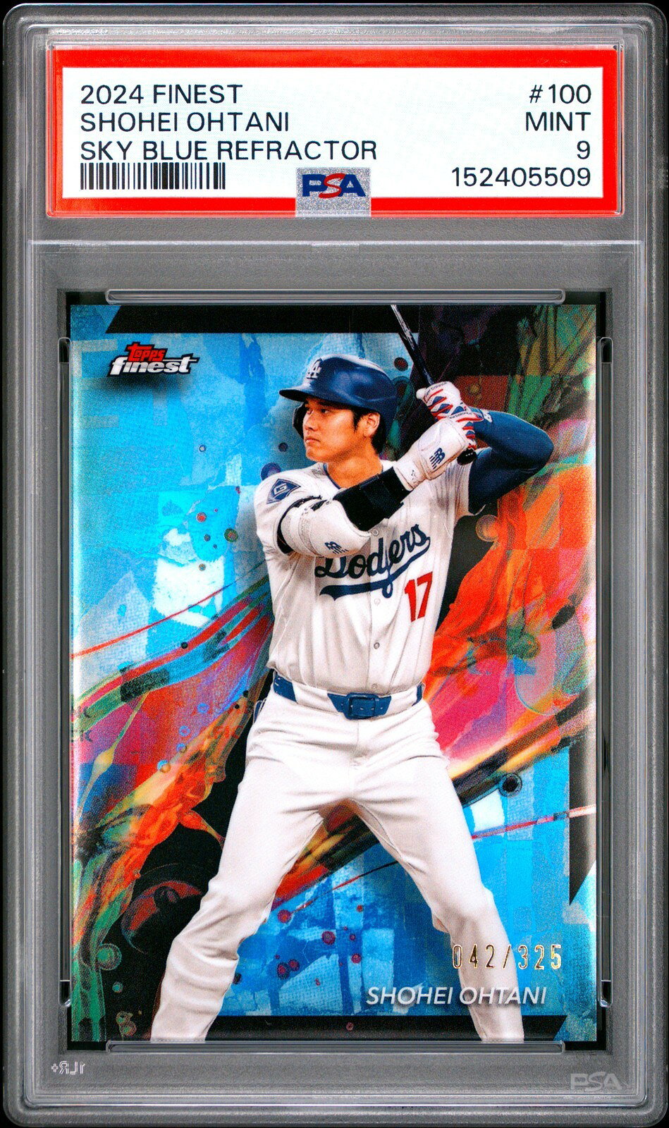MLB 2024 TOPPS FINEST 大谷翔平 SKY BLUE REFRACTOR #100 42/325 PSA 9 鑑定済