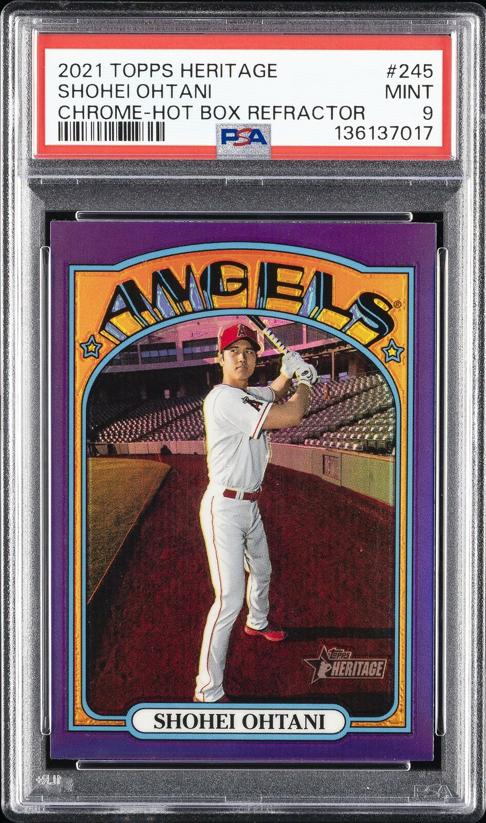 MLB 2021 Topps Heritage Chrome 大谷翔平 Hot Box Refractor #245 PSA 9 鑑定済