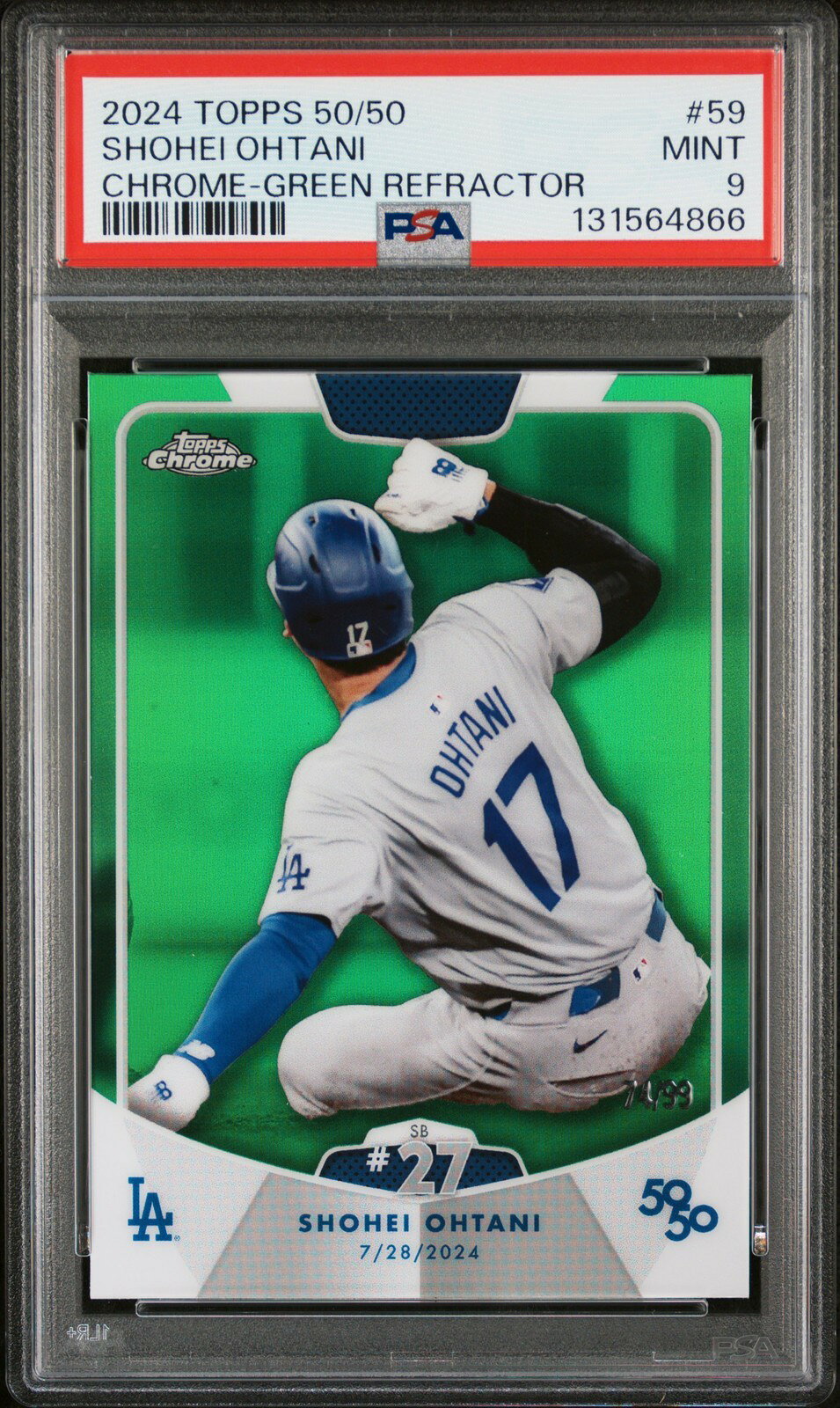 MLB 2024 Topps 50/50 大谷翔平 Chrome Green Refractor 74/99 PSA 9 鑑定済