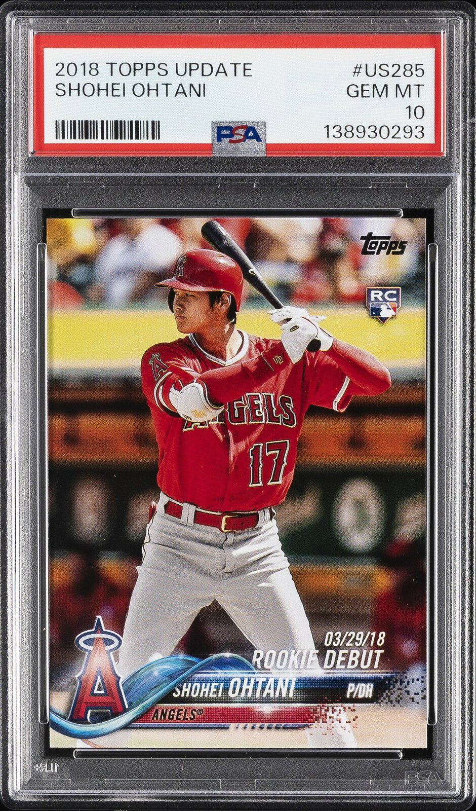 MLB 2018 TOPPS UPDATE 大谷翔平 ルーキー #US285 PSA10 鑑定済【中古】