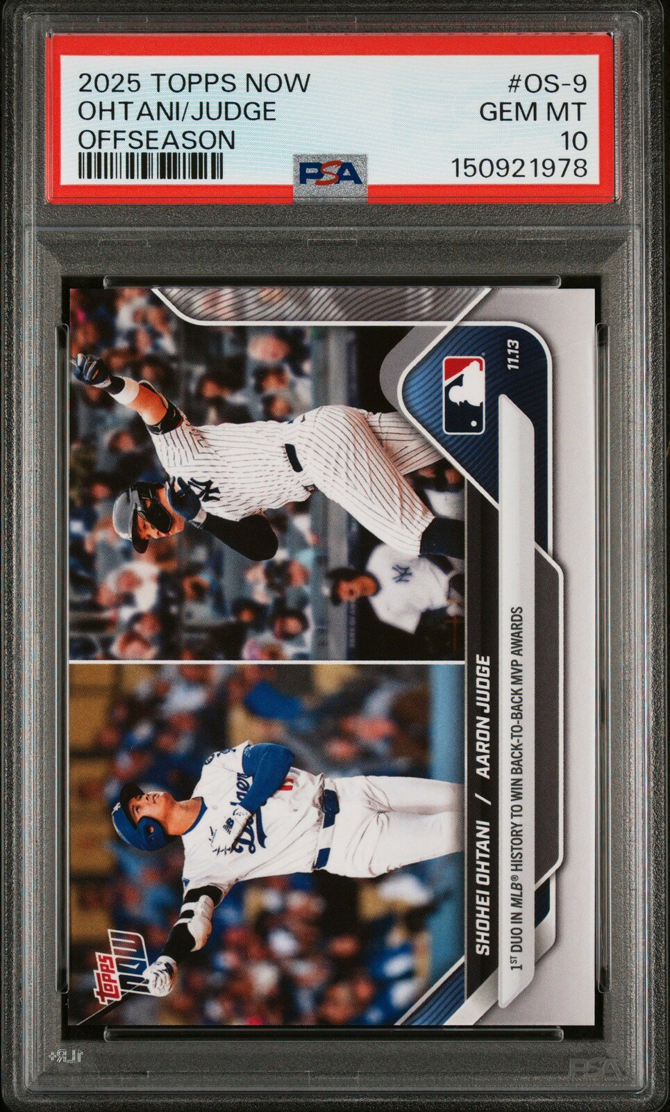 MLB 2025 TOPPS NOW OFFSEASON アーロン・ジャッジ/大谷翔平 #OS-9 PSA10 鑑定済