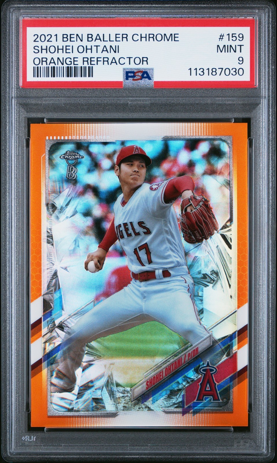 MLB 2021 TOPPS CHROME BEN BALLER 大谷翔平 ORANGE REFRACTOR #159 15/25 PSA 9 鑑定済