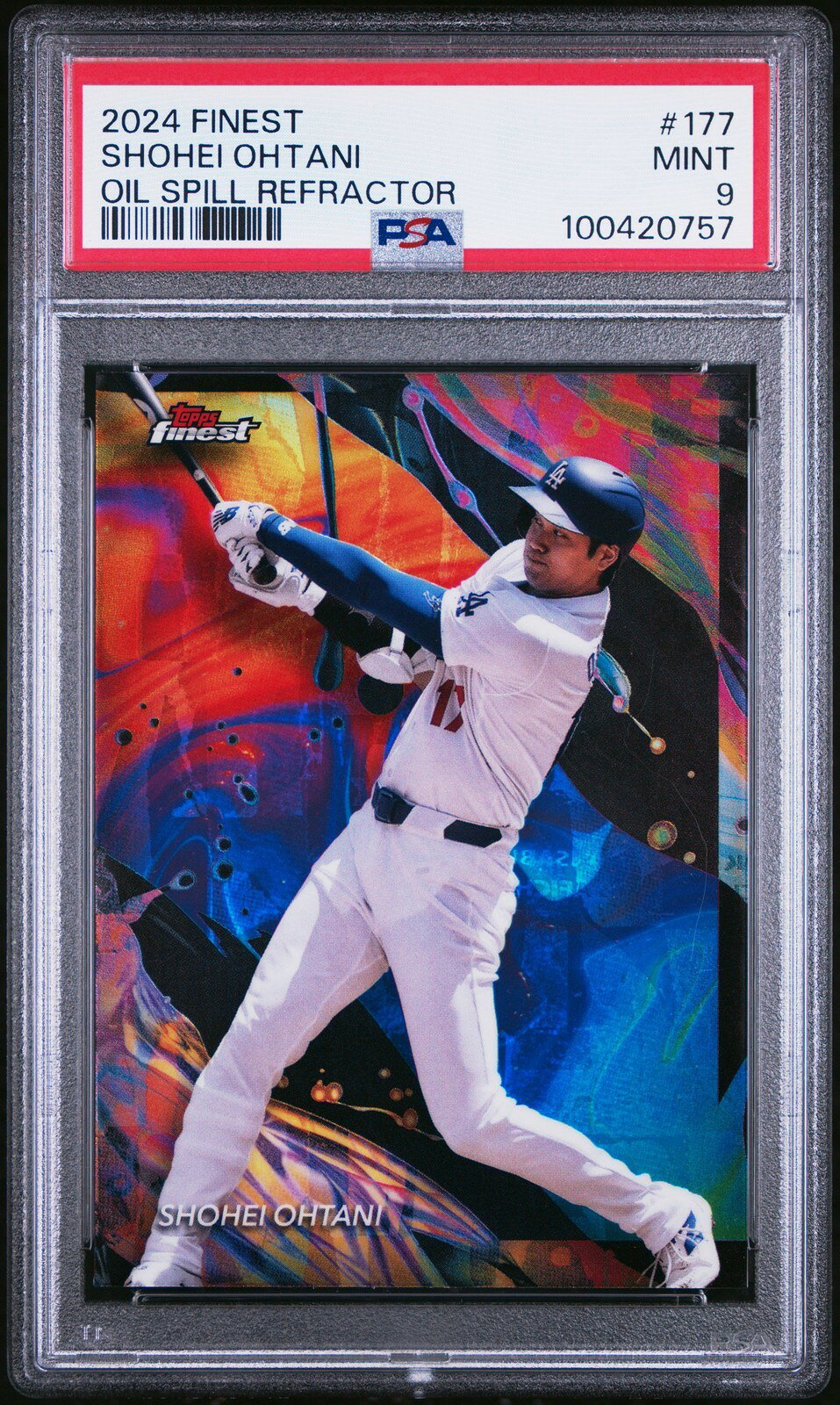 MLB 2024 Topps Finest 大谷翔平 Oil Spill Refractor #177 PSA 9 鑑定済