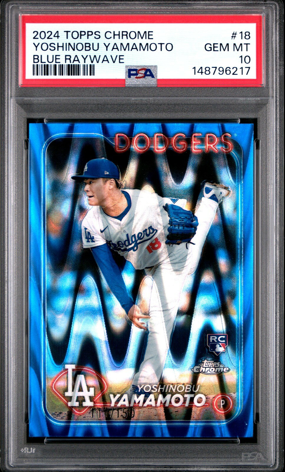MLB 2024 TOPPS CHROME 山本由伸 BLUE RAYWAVE #18 111/150 PSA 10 鑑定済