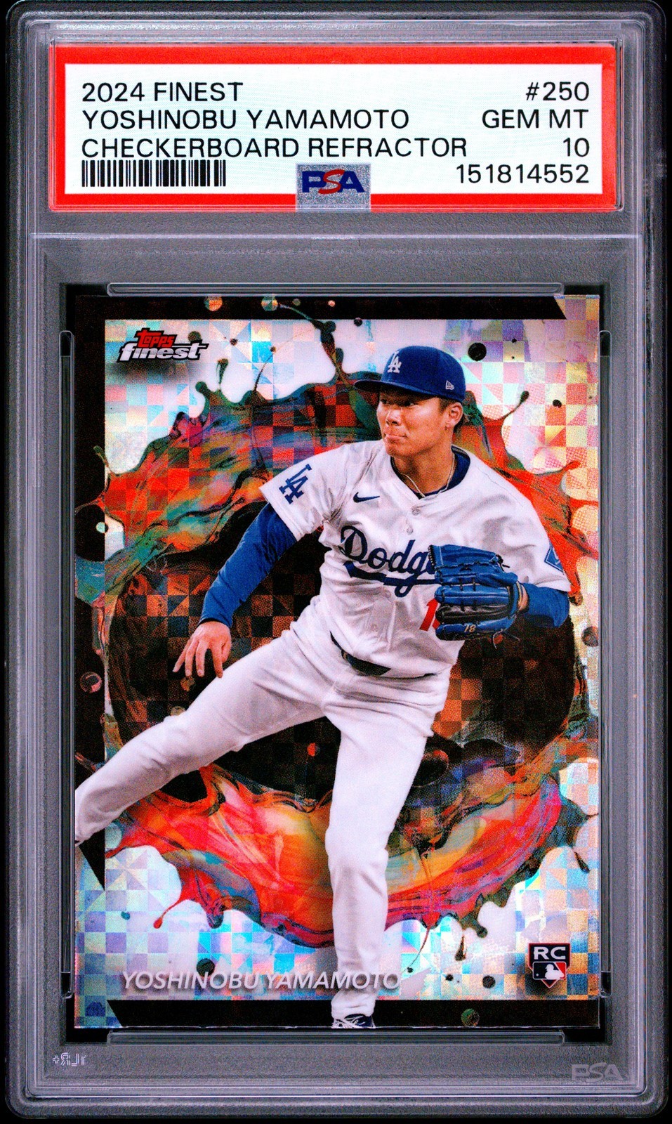 MLB 2024 Topps Finest 山本由伸 Checkerboard Refractor #250 PSA 10 鑑定済