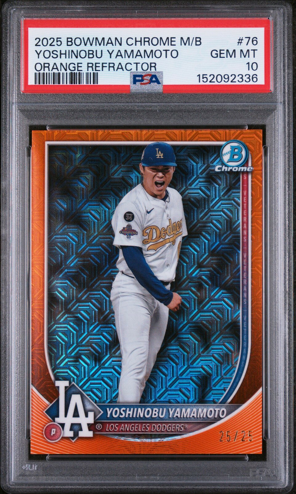 MLB 2025 Bowman Chrome Mega Box 山本由伸 Orange Refractor #76 25/25 PSA 10 鑑定済