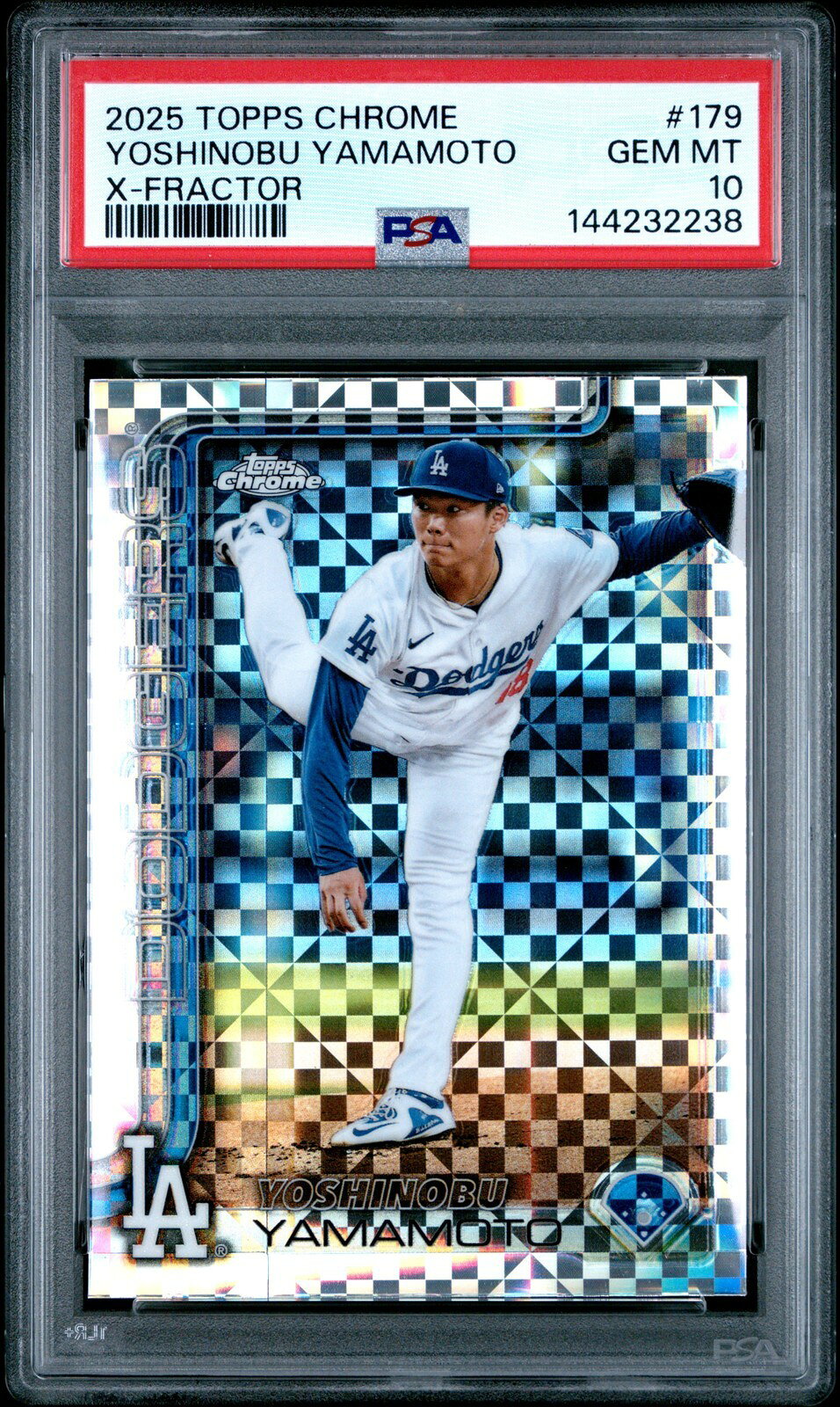 MLB 2025 Topps Chrome 山本由伸 X-Fractor #179 PSA 10 鑑定済