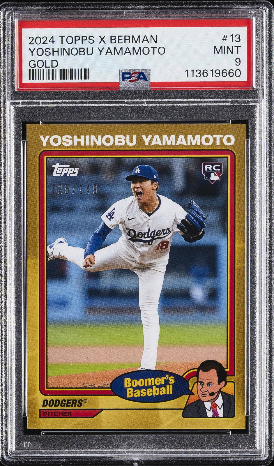 MLB 2024 TOPPS X CHRIS BERMAN: BOOMER'S BB GOLD 山本由伸 #13 125/149 PSA 9 鑑定済