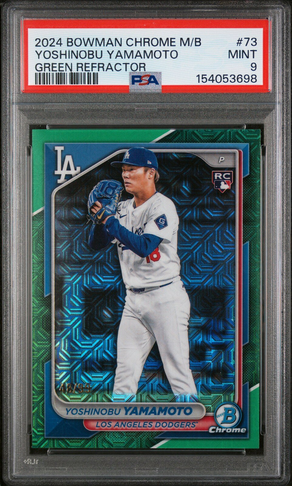 MLB 2024 Bowman Chrome Mega Box 山本由伸 Green Refractor #73 48/99 PSA 9 鑑定済