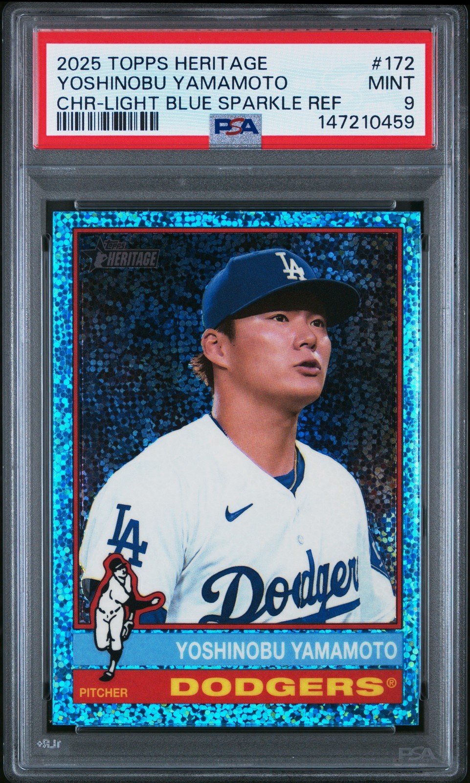 MLB 2025 Topps Heritage Chrome 山本由伸 Light Blue Sparkle Refractor PSA 9 鑑定済