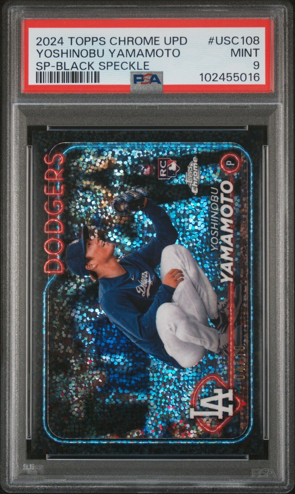 MLB 2024 TOPPS CHROME UPDATE 山本由伸 SP-BLACK SPECKLE #USC108 4/10 PSA 9 鑑定済【中古】