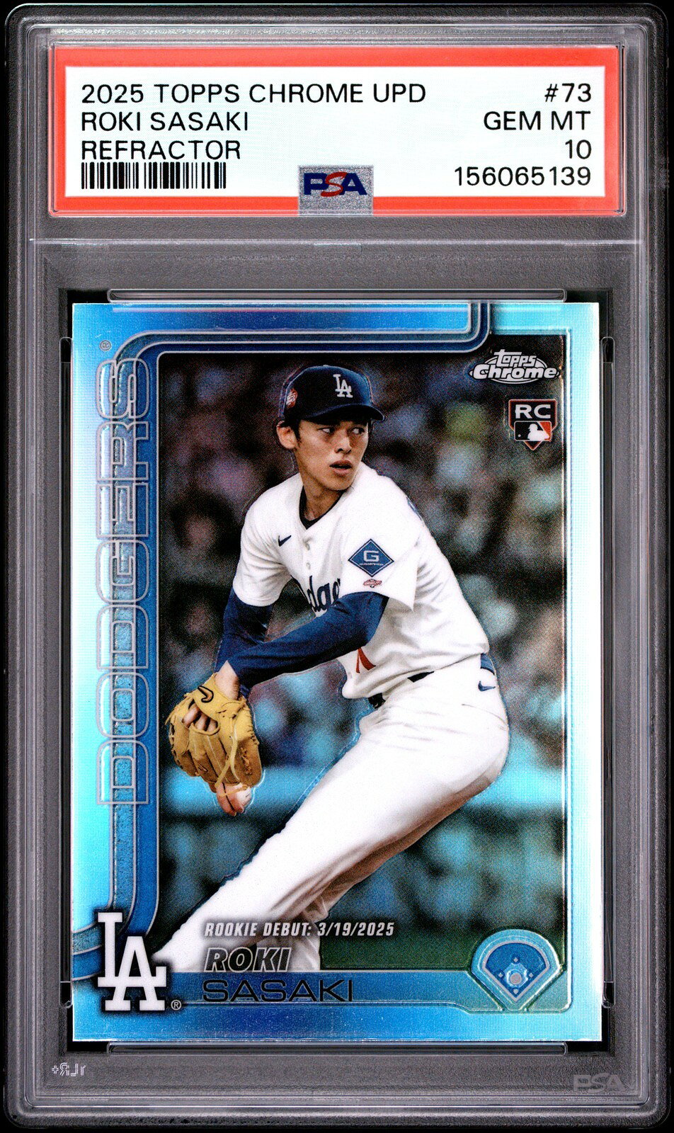 MLB 2025 Topps Chrome Update 佐々木朗希 Refractor #73 PSA 10 鑑定済