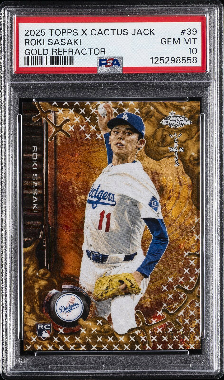 MLB 2025 TOPPS CHROME X CACTUS JACK 佐々木朗希 GOLD REFRACTOR #39 19/50 PSA 10 鑑定済