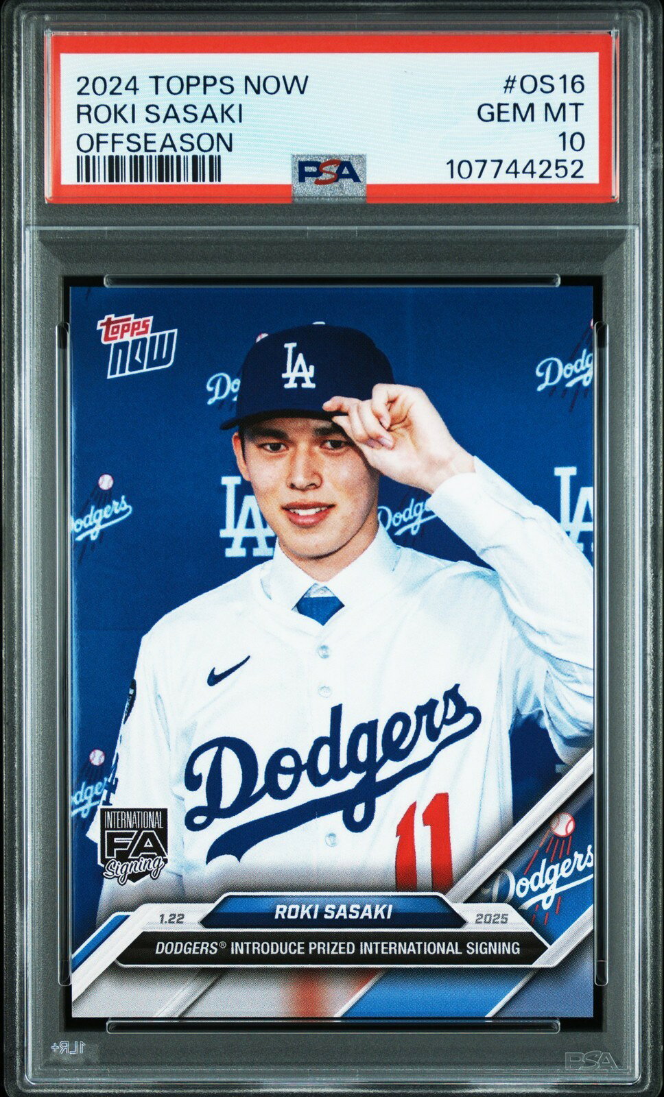 MLB 2024 Topps Now Offseason 佐々木朗希 #OS16 PSA 10 鑑定済