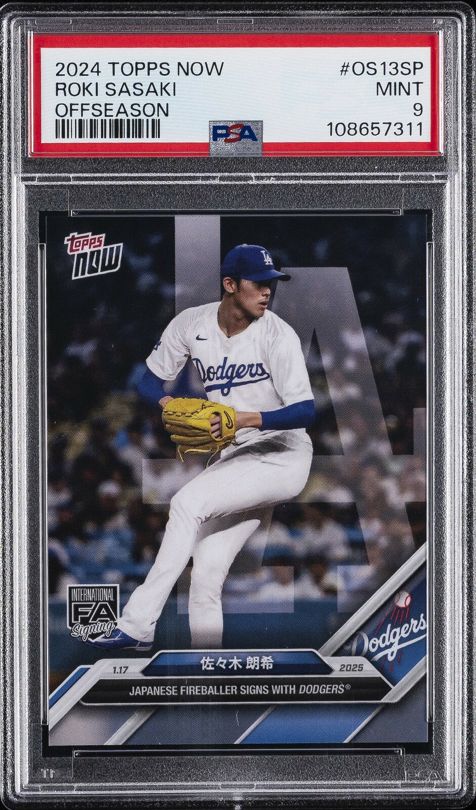 MLB 2024 Topps Now Offseason 佐々木朗希 SP #OS13SP PSA 9 鑑定済